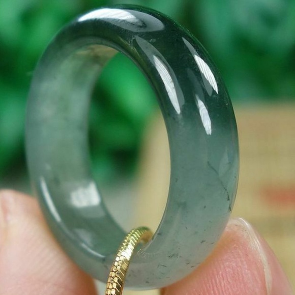 Certified Icy Green 100% Natural A jadeite jade Ring 戒指 USA.6.9# - Picture 2 of 12